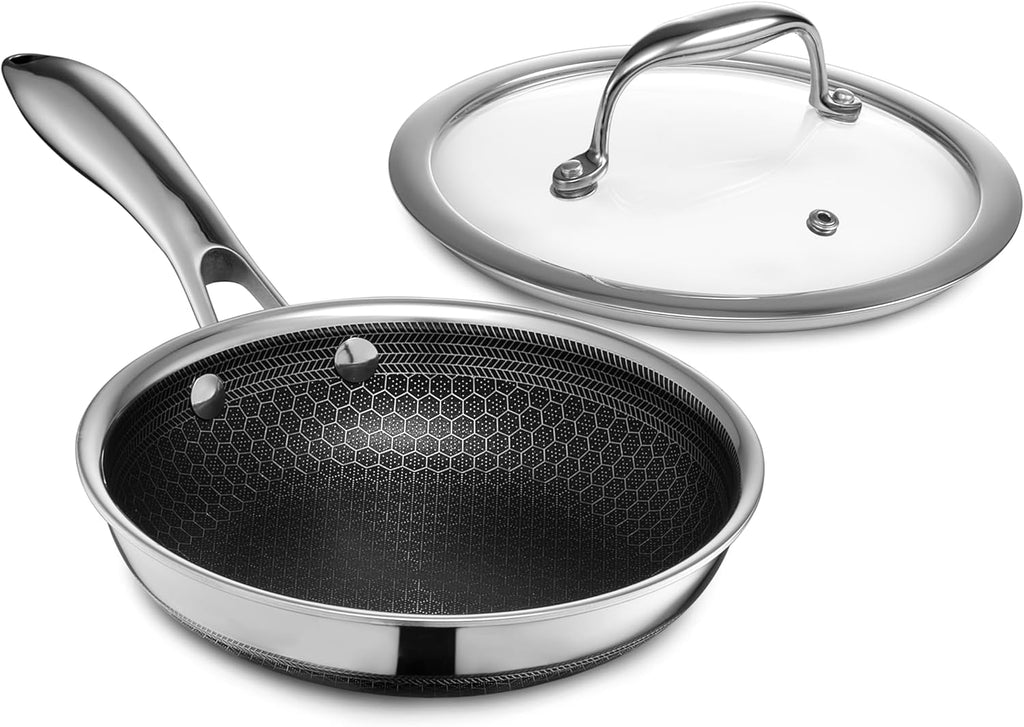 2026 2025 Poêle HexClad Hybrid Antiadhésive 8 Pouces, Poignée Reste-Froide, Compatible Lave-Vaisselle, Résistante au Four jusqu’à 482°C, Compatible Induction et Tous Types de Plaques de Cuisson