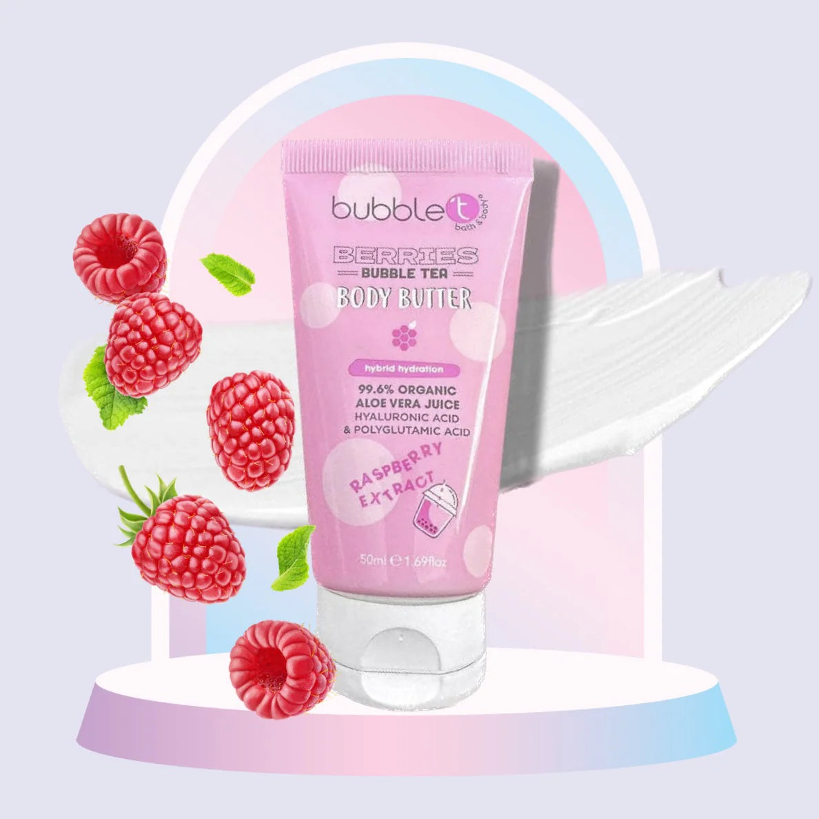 2026 Crème corps Bio à l’Aloe vera et acide Hyaluronique - Framboise (50ml)