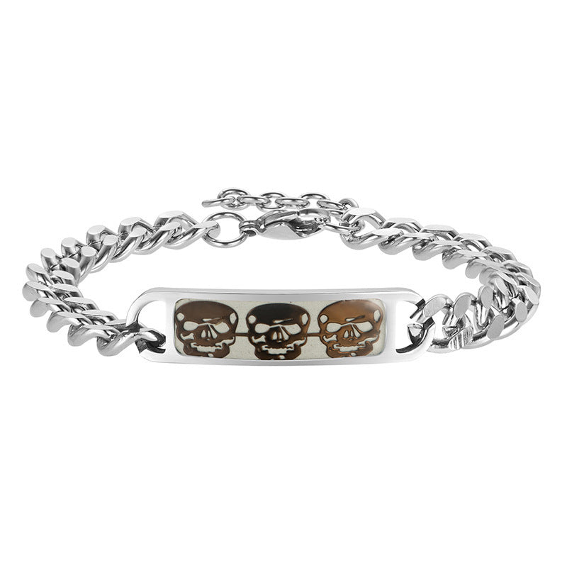 Men's Luminous Skull Titanium Steel Bracelet Bold Fashion Style Accessory - LAKD London
