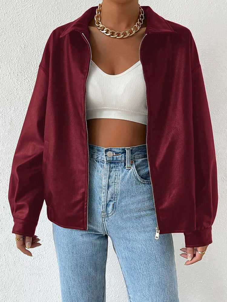 Manteau en cuir PU hiver facile à porter chic chaud pour femme