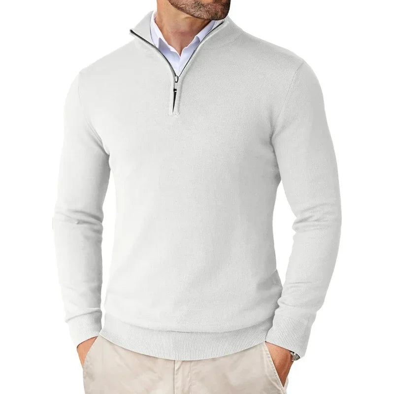 Polo zippé ultra-fin léger manches longues décontracté pour homme