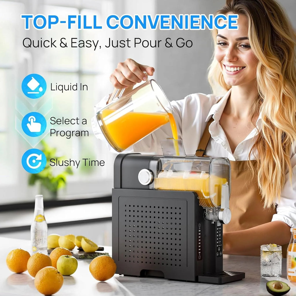 2026 2025 Machine à Boissons Slush Automatique, 1600 ml, Machine à Glace Soft, Pas de Glace Nécessaire, Écran LED, 6 Programmes Préréglés, Pour Maison, Restaurant, Bureau, Snack Bar, Magasin de Boissons Fraîches