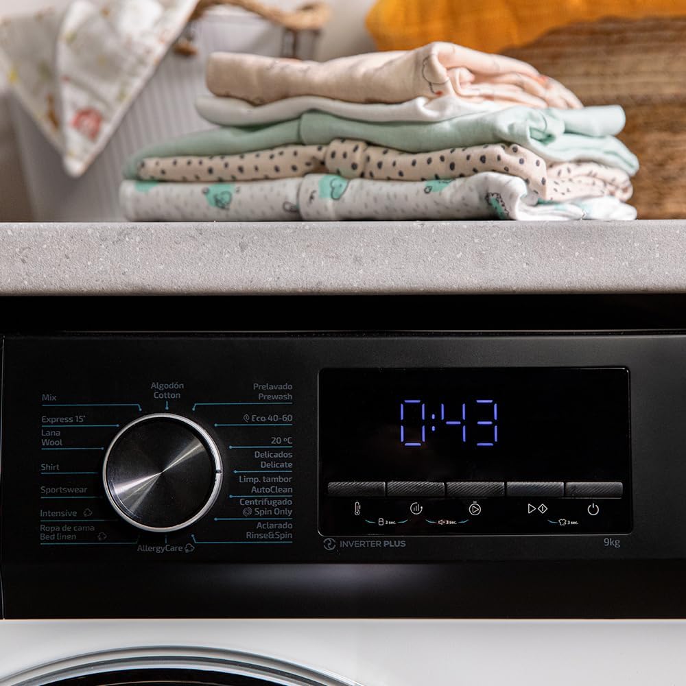 2026 Cecotec Bolero Dresscode 10500 Inverter Steel A. Lave-linge 10 kg Steel, 1400 tr/min, Moteur Inverter Plus, Vapeur, Classe A.
