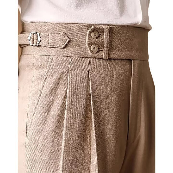 Pantalon style classique chic jambes droites taille haute habillé confortable pour homme