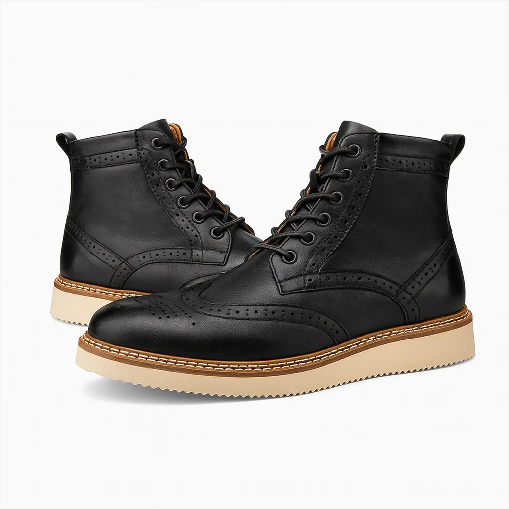2026 Men's British Style Cowhide Retro Genuine Leather Martin Boots
