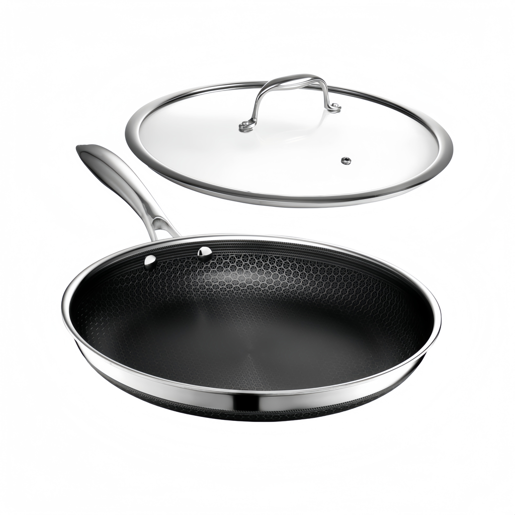 2026 2025 Poêle HexClad Hybrid Antiadhésive 8 Pouces, Poignée Reste-Froide, Compatible Lave-Vaisselle, Résistante au Four jusqu’à 482°C, Compatible Induction et Tous Types de Plaques de Cuisson