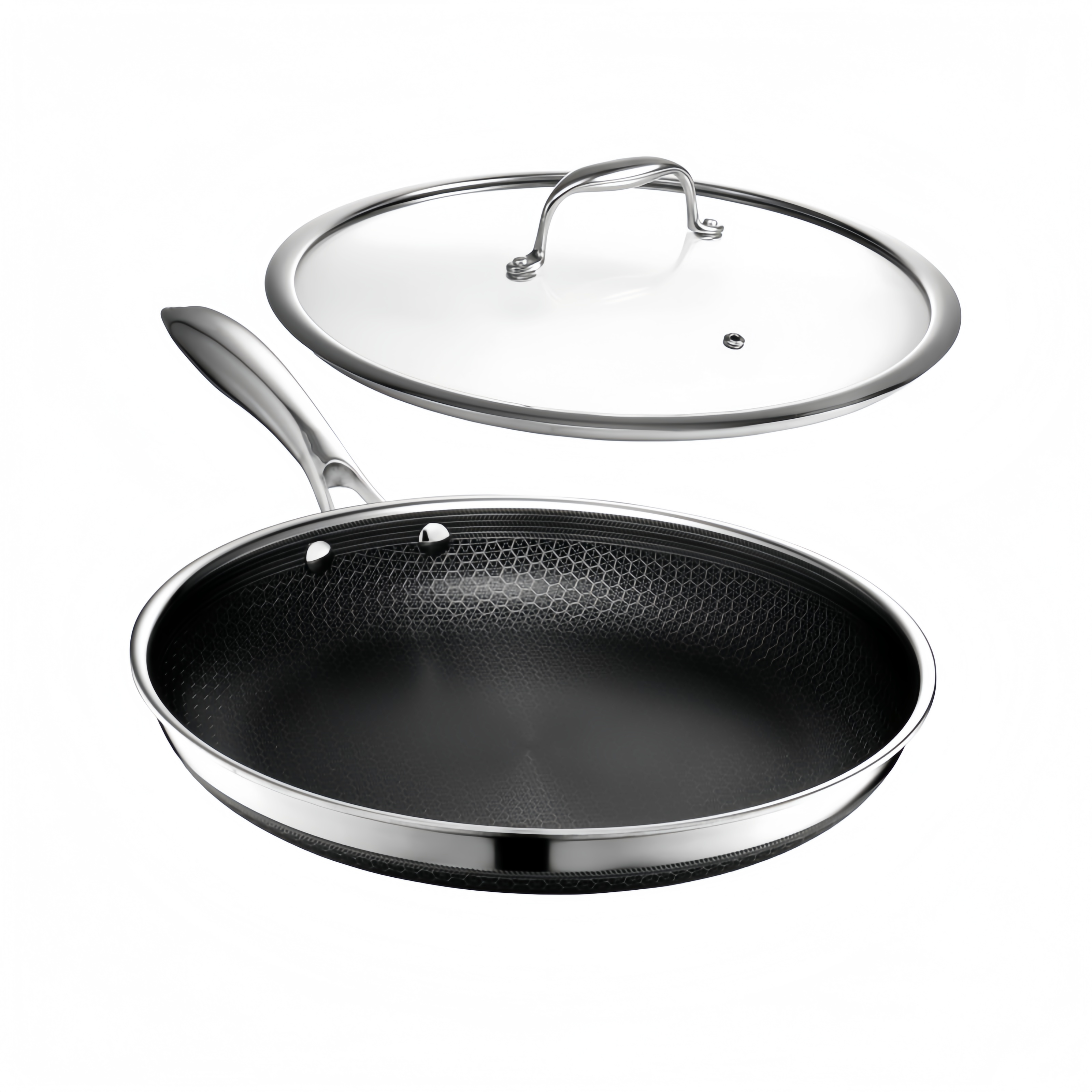 2026 2025 Poêle HexClad Hybrid Antiadhésive 8 Pouces, Poignée Reste-Froide, Compatible Lave-Vaisselle, Résistante au Four jusqu’à 482°C, Compatible Induction et Tous Types de Plaques de Cuisson