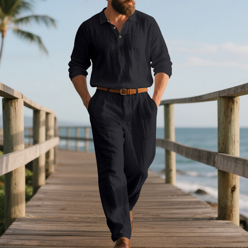 Pantalon en lin deux pièces été décontracté confortable pour homme