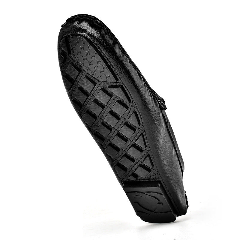 Mocassins grande taille cuir de vachette facile à porter style britannique décontracté pour homme