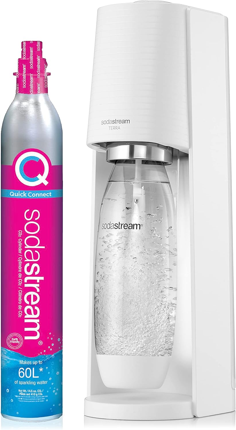 2026 2025 SodaStream Terra Machine à Eau Pétillante Bundle (Noir), avec CO2, Bouteilles Compatibles Lave-Vaisselle et Arômes Bubly Drops