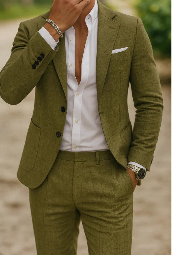 2026 Men's Casual Slim Fit Two Piece Blazer Trouser Business Suit