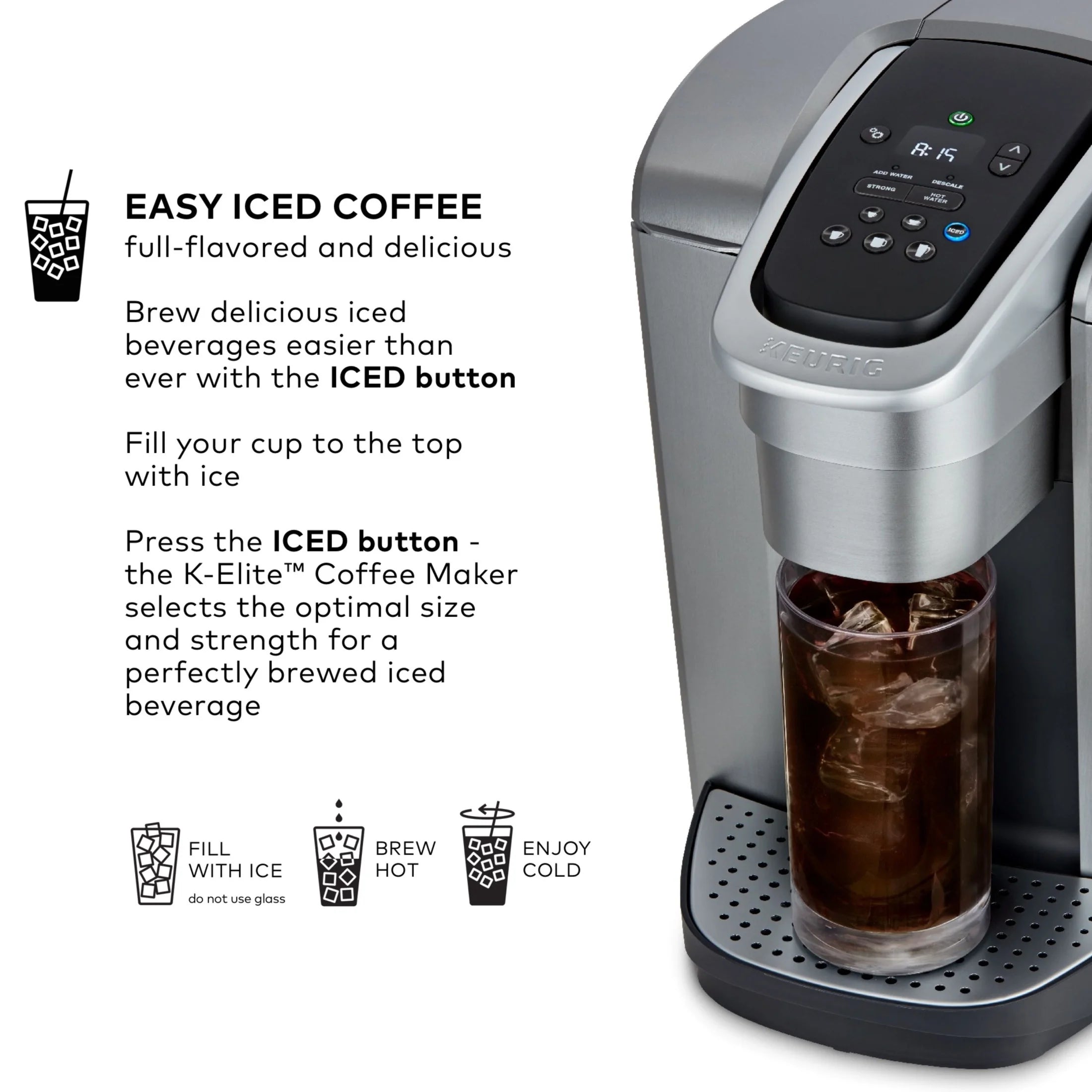 2026 2025 Keurig K-Elite – Machine à Café à Dosettes K-Cup à Portion Unique, Finition Brossée Slate, Programmable pour Café Chaud et Glacé