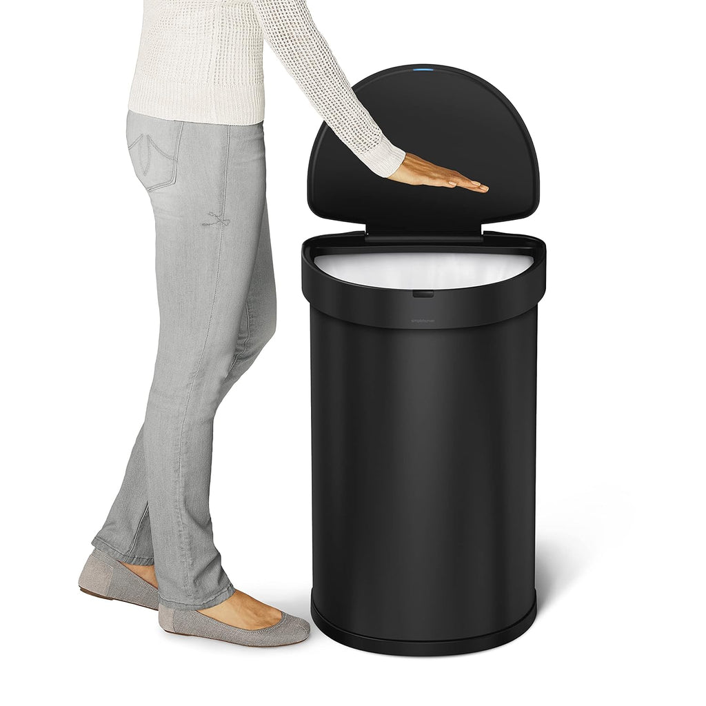 2026 2025 Simplehuman Poubelle de Cuisine Semi-Ronde à Ouverture au Pied 60 Litres avec Couvercle à Fermeture Douce, Acier Inoxydable Brossé