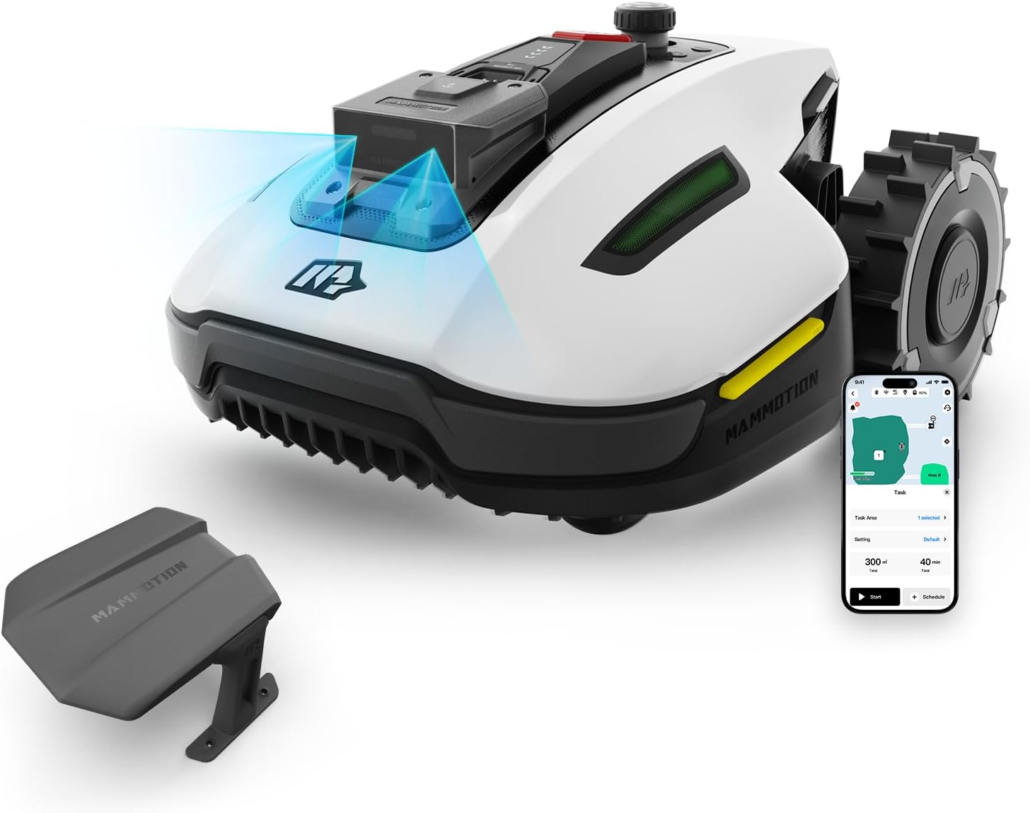 2026 MAMMOTION YUKA Mini 500 Robot Tondeuse sans Fil Périphérique, NetRTK+Vision, Aucune Antenne RTK Requise, Recommandé 500 m², Max. 700 m², Pente à 50%, Cartographie Automatique, avec Module 4G