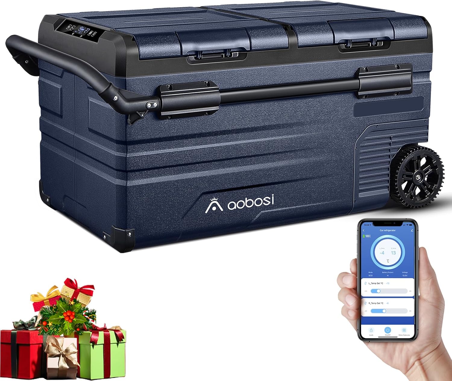 2026 115L Glaciere Electrique Double Zone,Glaciere a Compression WiFi APP,12 V/24 V et 100-240 V Frigo Camping,-20 ℃ à 20 ℃,pour Voiture,Camion,Bateau,Camping,Car,Caravanes,Voyageant,Maison