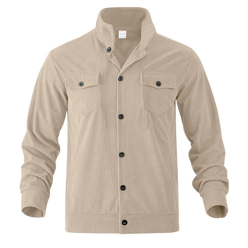 2026 Men's Corduroy Stand Collar Jacket with Multi Pockets and Casual Style