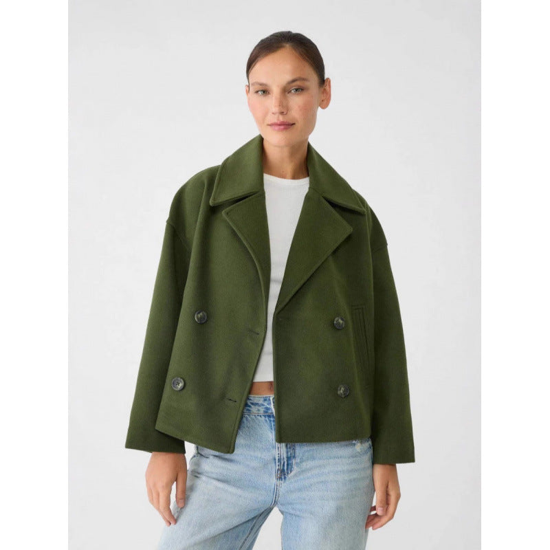 Caban mélange de laine court moderne élégance chaud pour femme
