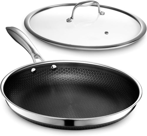 2026 2025 Poêle HexClad Hybrid Antiadhésive 8 Pouces, Poignée Reste-Froide, Compatible Lave-Vaisselle, Résistante au Four jusqu’à 482°C, Compatible Induction et Tous Types de Plaques de Cuisson