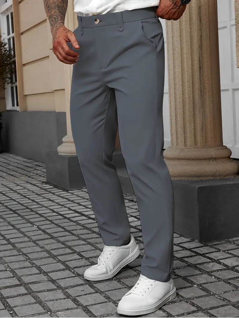 Pantalon couleur unie professionnel chic décontracté pour homme