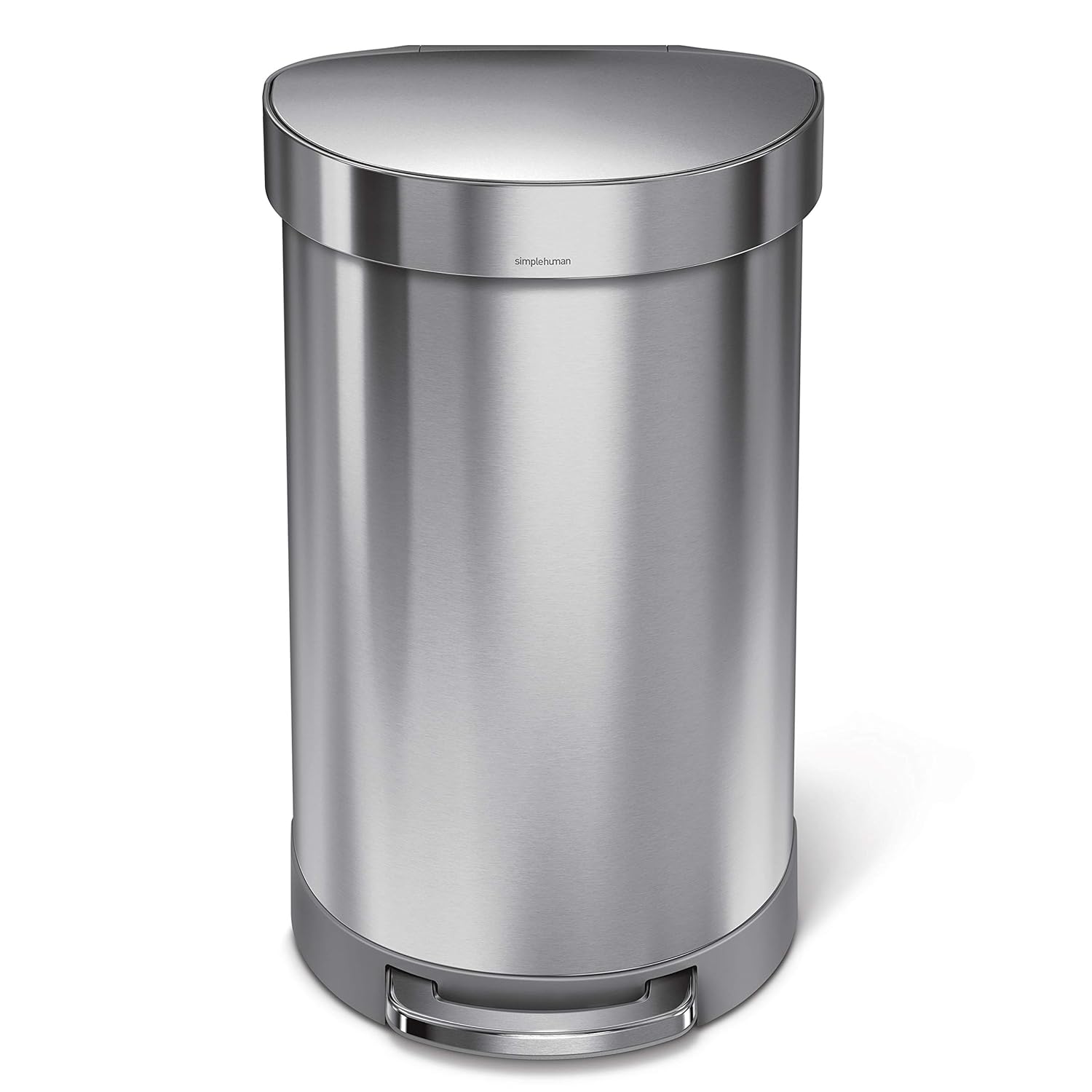 2026 2025 Simplehuman Poubelle de Cuisine Semi-Ronde à Ouverture au Pied 60 Litres avec Couvercle à Fermeture Douce, Acier Inoxydable Brossé