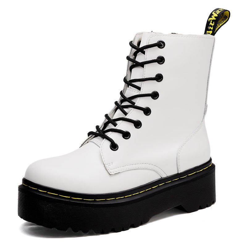 Bottines martin à lacets semelle épaisse zippé décontracté pour femme