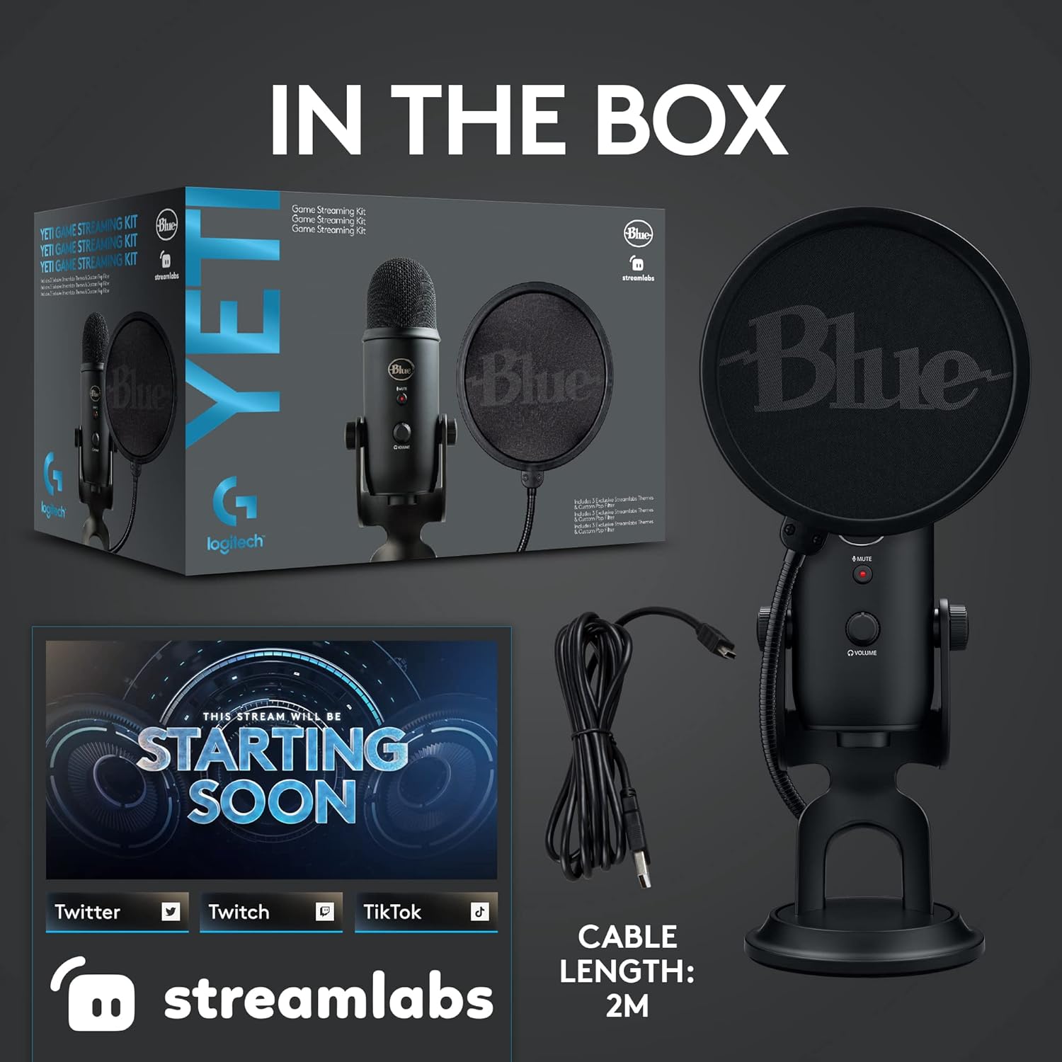 2026 2025 Logitech for Creators Microphone USB Blue Yeti (Noir)