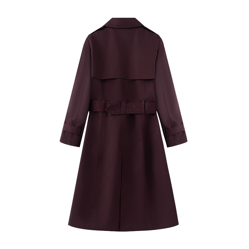 Trench-coat mi-long longueur style britannique élégant hiver classique pour femme