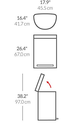 2026 2025 Simplehuman Poubelle de Cuisine Semi-Ronde à Ouverture au Pied 60 Litres avec Couvercle à Fermeture Douce, Acier Inoxydable Brossé