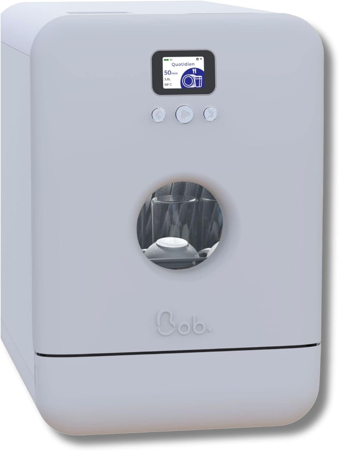 2026 DAAN TECH Bob - Lave-vaisselle Compact 3 Couverts Encastrable - Pose Libre, Avec Réservoir, Portable - Séchage Naturel - Assiette 29 cm - Label Origine France Garantie, Eco-Conçu (Blanc-Rouge)