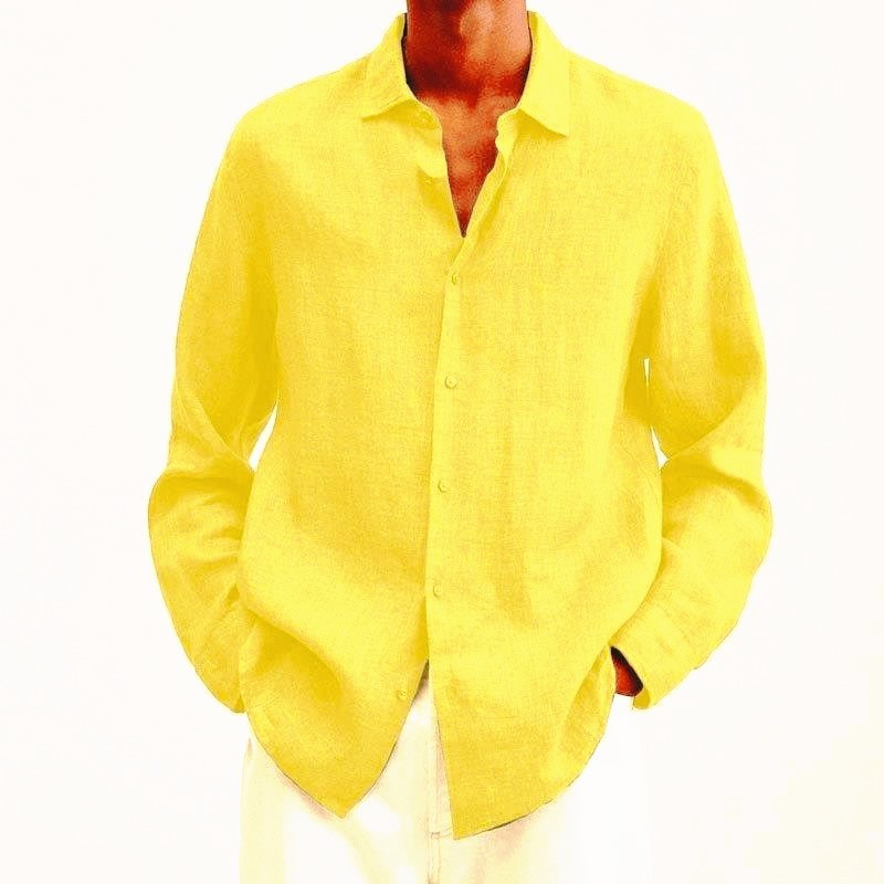 Men's Long Sleeve Lapel Loose Button Cardigan Casual Shirt - LAKD London