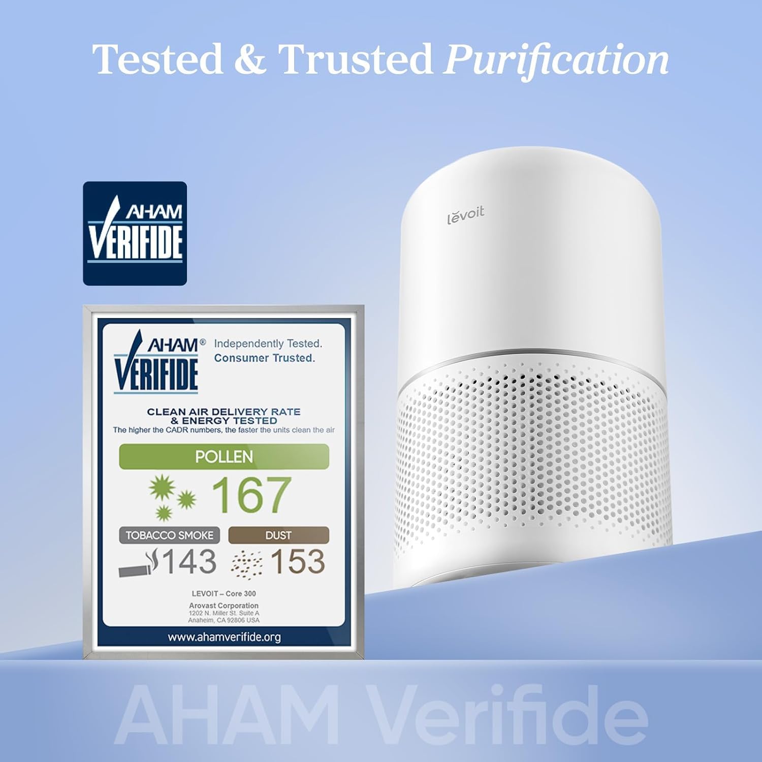 2026 Purificateur d’Air Levoit Core300-P Certifié AHAM VERIFIDE – HEPA 3-en-1, Silencieux 24 dB, CADR 143 CFM, Surface 1000+ pi², Filtres Multiples Remplaçables