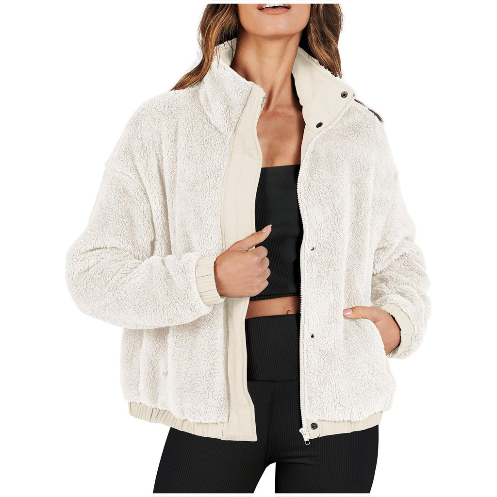 Veste doux peluche ample chaud décontracté style urbain pour femme