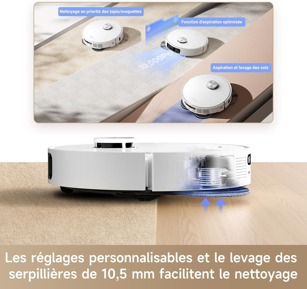 2026 L10s Ultra Gen 2 Robot Aspirateur Laveur 10 000 Pa, Technologie MopExtend RoboSwing, Base Entièrement Automatique, Mode Animaux, 32 réglages de niveau d'eau, Système de lavage des sols DuoScrub