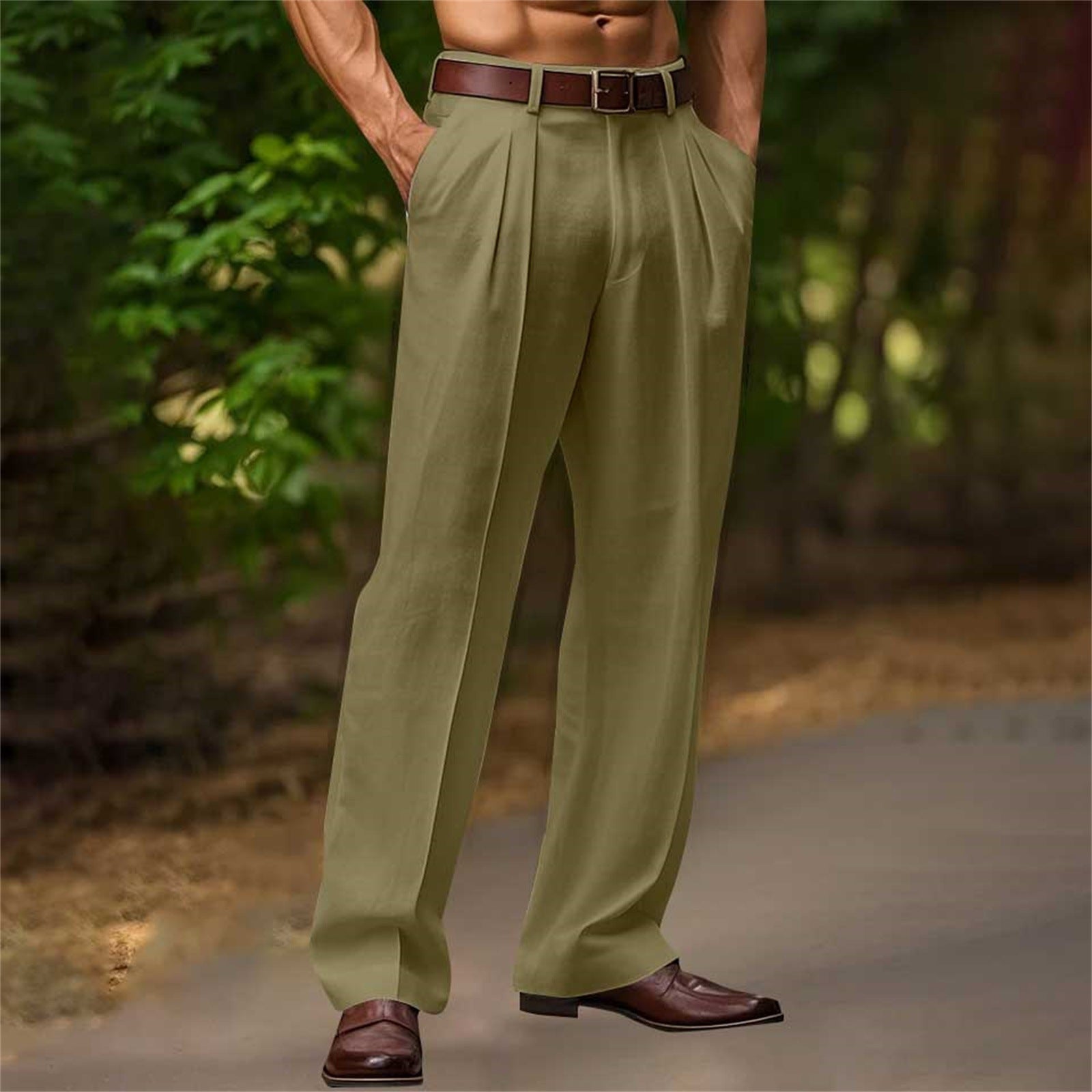 Pantalon en coton et lin décontracté respirant confort pour homme