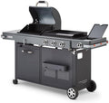 2026 Barbecue Bi-Energy Gun Metal XL - Barbecue Charbon et Plancha 60 x 42 cm à gaz avec brûleur latéral -12,95 KW