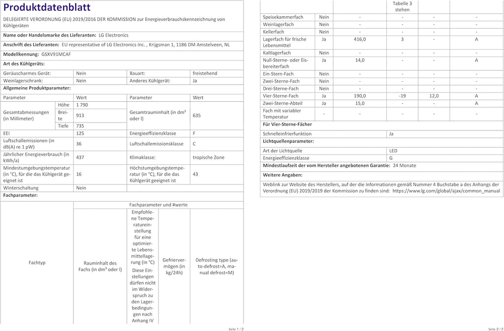 2026 LG GSXV91MCAF Réfrigérateur combiné - Side by Side, 635L, InstaView, Total No-Frost, Compartiment congélation, Distributeur d'eau et glace UVnano, Compresseur Inverter Linear, Wi-Fi, Noir, Classe F