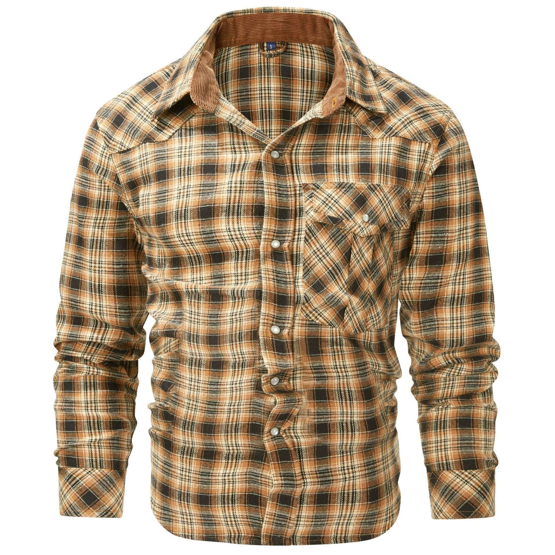 Men's Retro Western Plaid Flannel Pearl Snap Western Style Shirt - LAKD London
