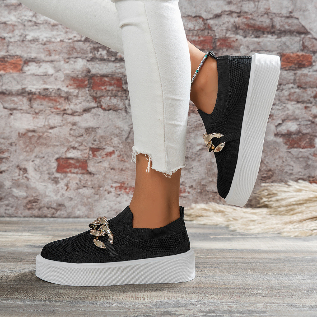 Ballerines respirant en maille chaîne confortable décontracté walking pour femme