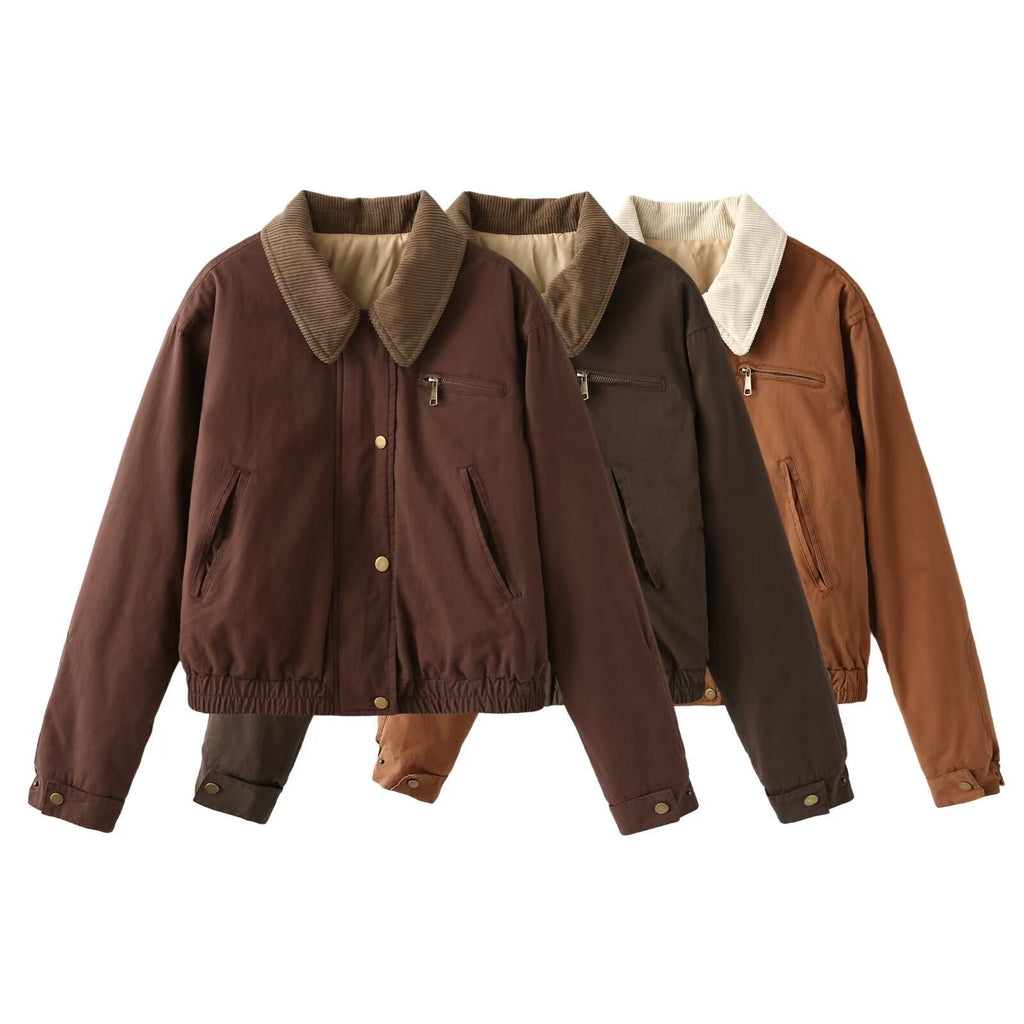 Doudoune couleur contrastée bomber doudoune matelassé en polyester pour femme