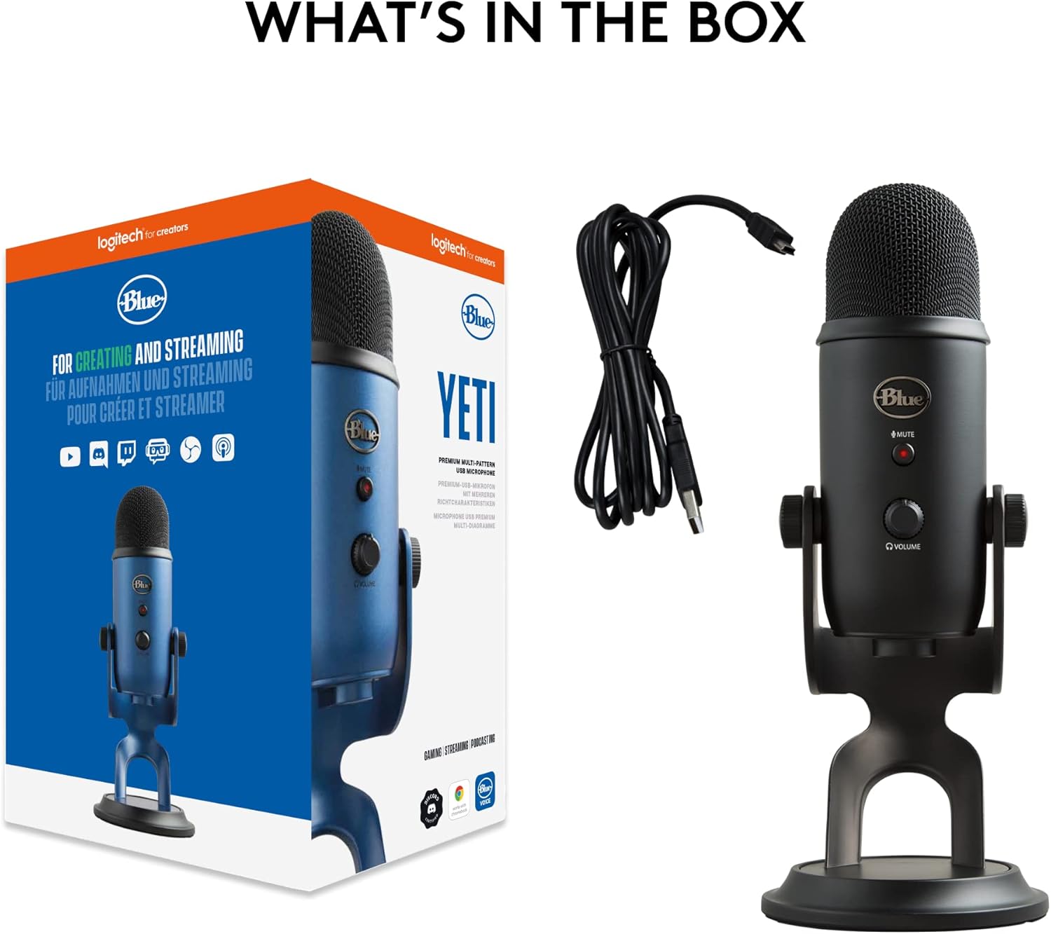 2026 2025 Logitech for Creators Microphone USB Blue Yeti (Noir)