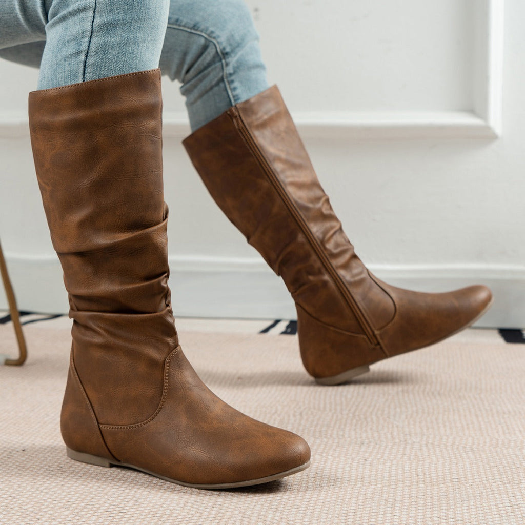 Bottes cowboy style western en cuir doux confortable pour femme