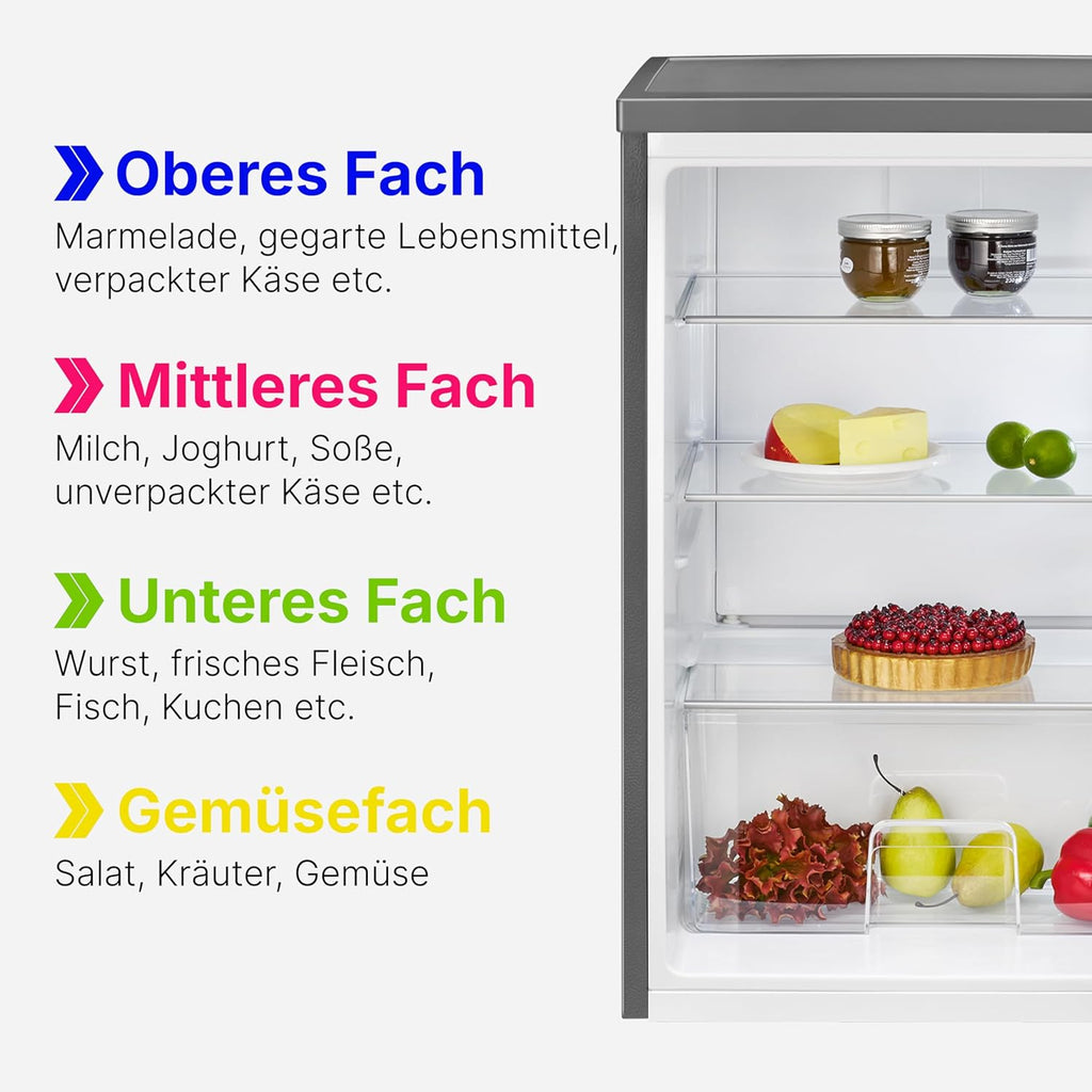 2026 Réfrigérateur 133L inox VS2195-1-inox, Capacité nette : 133 litres, Éclairage intérieur à DEL, Contrôle de la température en continu, 3 clayettes en verre
