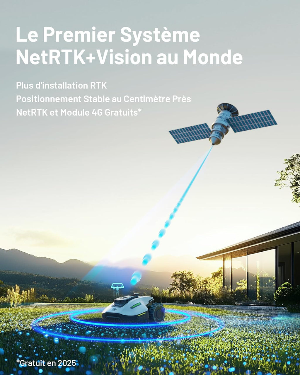2026 MAMMOTION YUKA Mini 500 Robot Tondeuse sans Fil Périphérique, NetRTK+Vision, Aucune Antenne RTK Requise, Recommandé 500 m², Max. 700 m², Pente à 50%, Cartographie Automatique, avec Module 4G