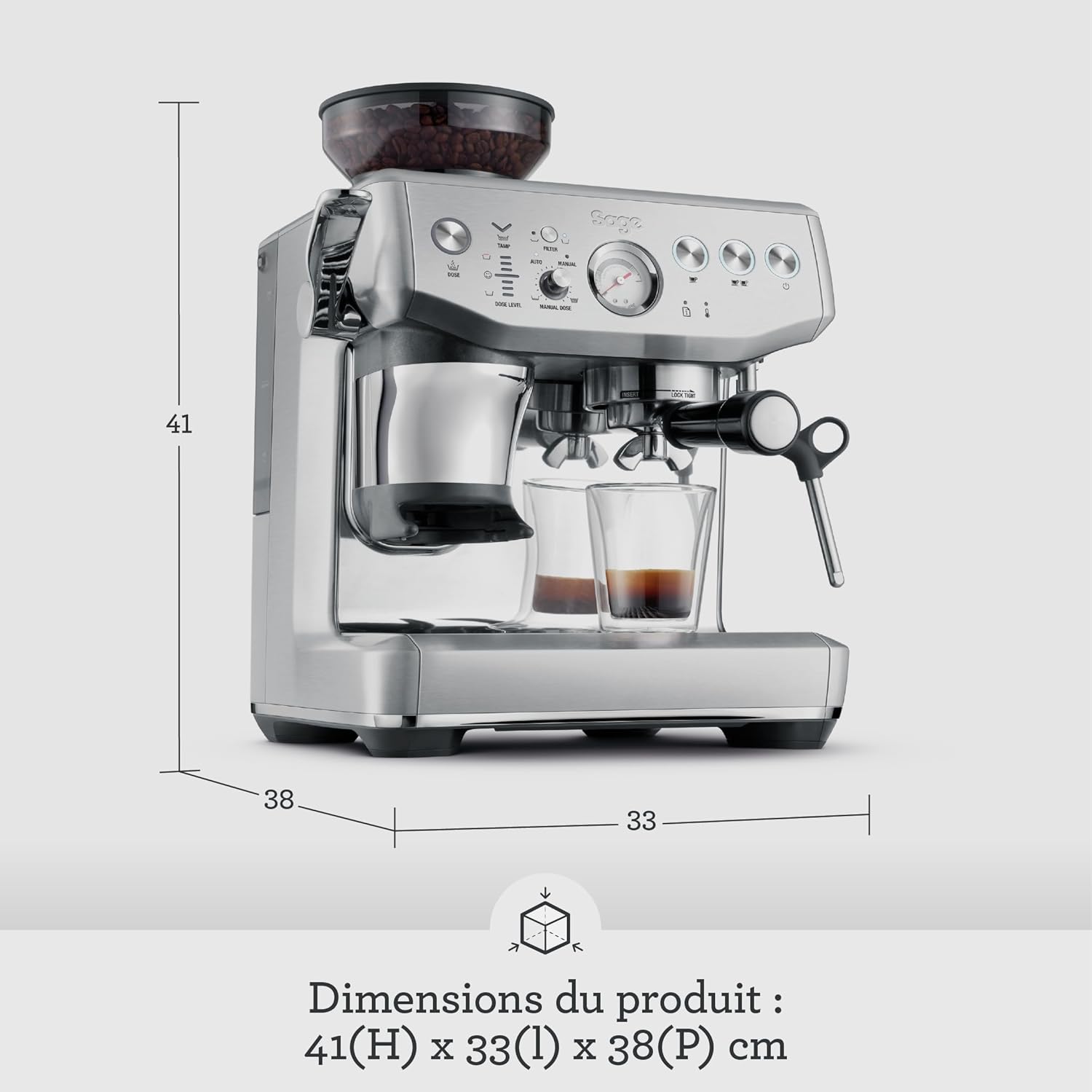 2026 2025 Machine à Café Expresso avec Broyeur Intégré & Mousseur à Lait – Sage Barista Express Impress – Acier Inoxydable Brossé, Expérience Barista à Domicile