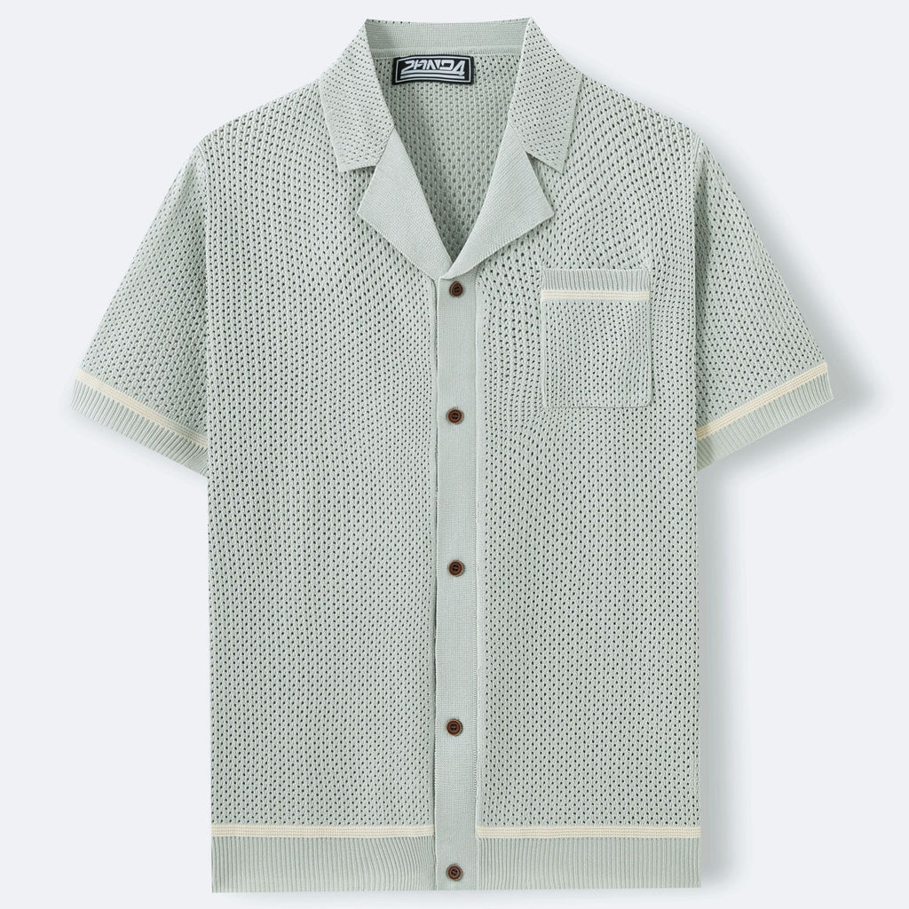 Polo été tricoté col cubain manches courtes décontracté pour homme
