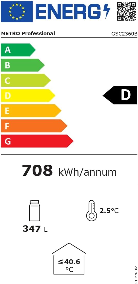 2026 METRO Professional Réfrigérateur à Boissons GSC2360B, Acier/Verre, 62 x 63.6 x 175.3 cm, 347 L, avec Serrure, Noir