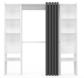 2026 Dressing Extensible Blanc & Gris avec Rideau - tagres - Double Penderie -