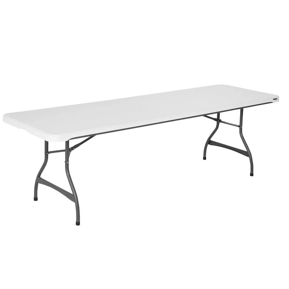2026 Lot de 4 tables pliantes commerciales empilables de 8 pieds - Blanc (80344)