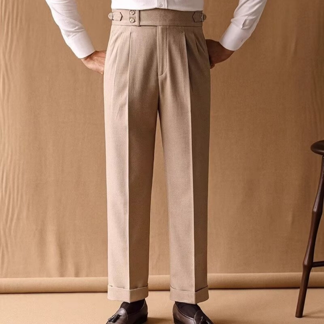 Pantalon style classique chic jambes droites taille haute habillé confortable pour homme