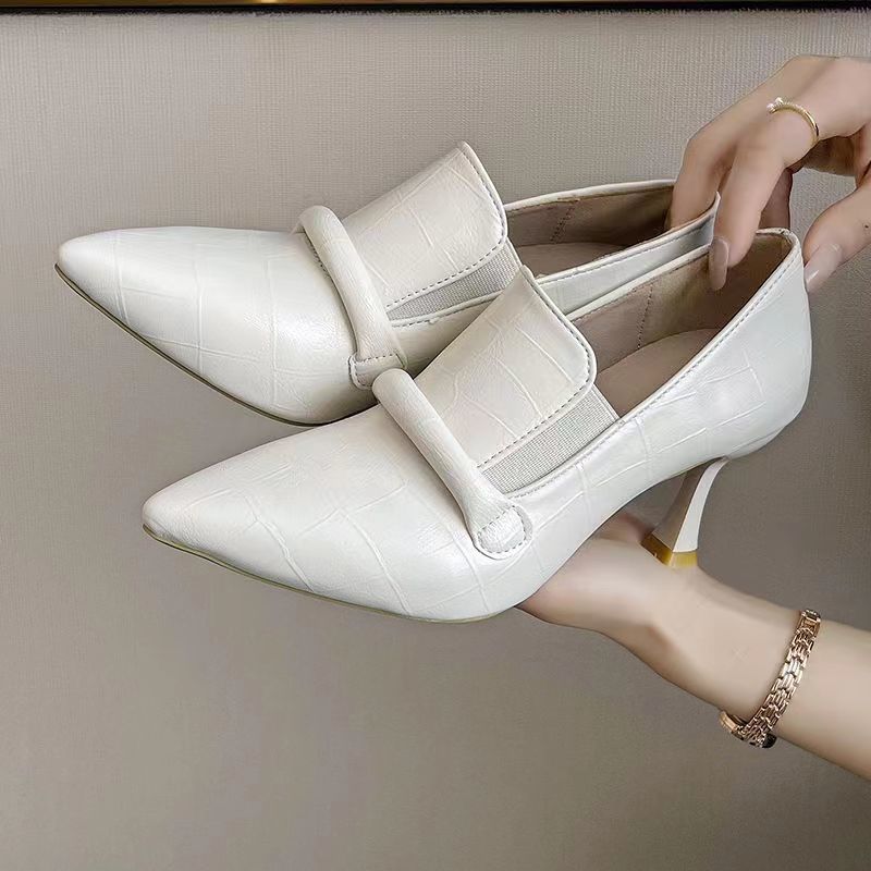 Escarpins en cuir souple pointu stiletto confortable été pour femme